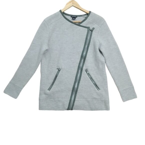 CLUB MONACO 100% Wool Asymmetrical Wrap Front Oversized Cardigan Sweater XS - Picture 2 of 11